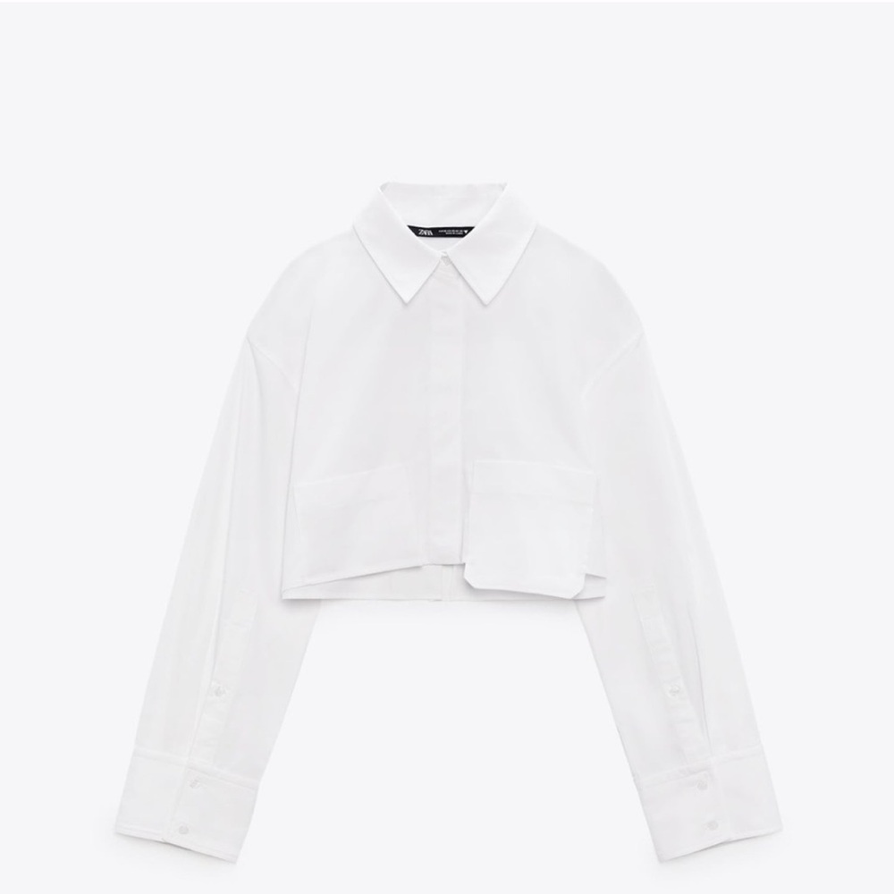 Cropped poplin Zara button down NWT size XS